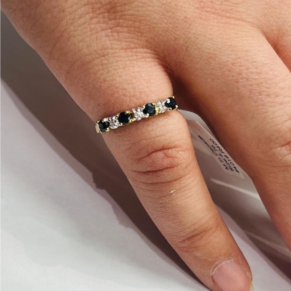 10KT Gold Ring Set with Genuine Blue Sapphire and Diamond - Picture 3 of 3